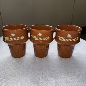Tillamook Ice Cream Cone Cups Set of 3  "The Chocolate Collection" Ceramic